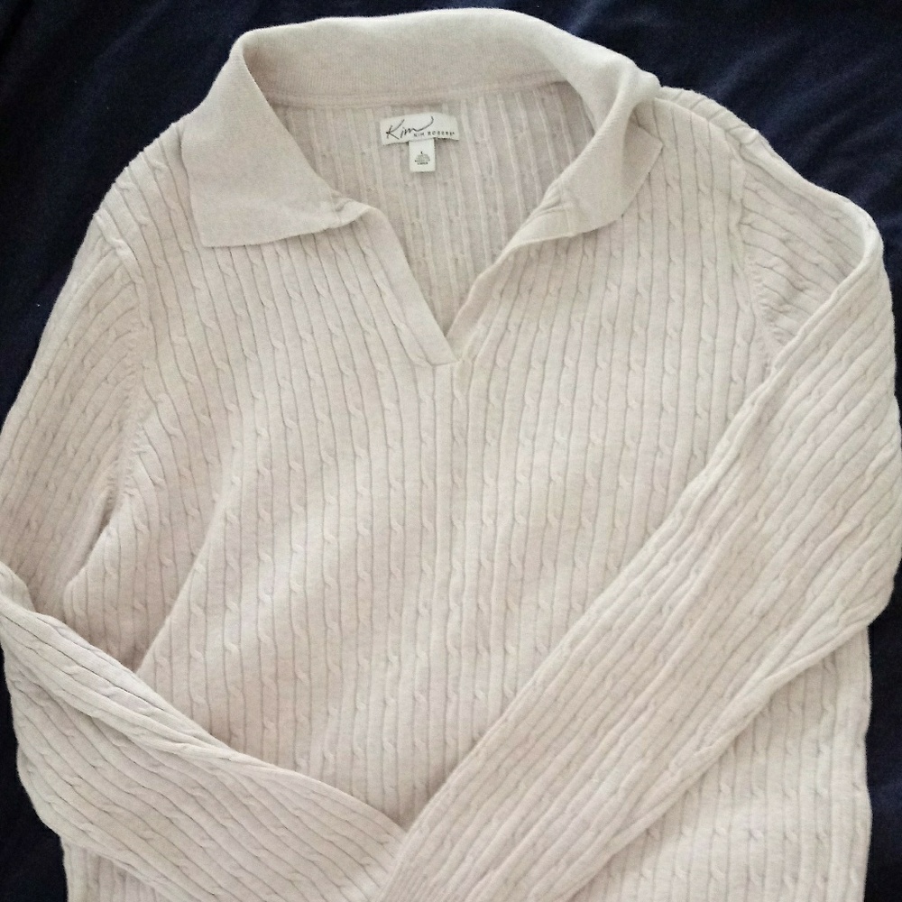 Ribbed, collared V-Neck sweater, size L